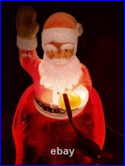Vintage Poloron Santa Sleigh Blow Mold Light Christmas Lawn Display