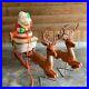 Vintage Poloron Santa Sleigh Sled 2 Reindeer Blow Mold Christmas Holiday Outdoor