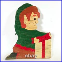 Vintage Primitive Exterior Christmas Holiday Yard Decor. 5 Plywood Elf Cutouts