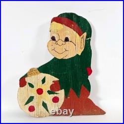 Vintage Primitive Exterior Christmas Holiday Yard Decor. 5 Plywood Elf Cutouts