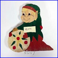Vintage Primitive Exterior Christmas Holiday Yard Decor. 5 Plywood Elf Cutouts