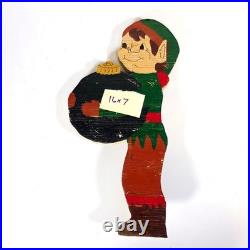 Vintage Primitive Exterior Christmas Holiday Yard Decor. 5 Plywood Elf Cutouts