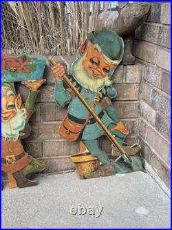 Vintage Rare Lawn Pixie Elves U Build 1950 Christmas Workshop Elves FULL SET
