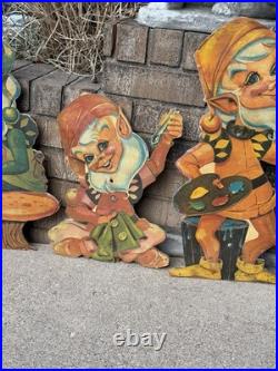 Vintage Rare Lawn Pixie Elves U Build 1950 Christmas Workshop Elves FULL SET