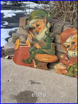 Vintage Rare Lawn Pixie Elves U Build 1950 Christmas Workshop Elves FULL SET