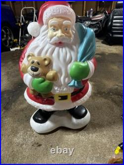 Vintage Santa Claus & Bear Blow Mold Christmas Holiday Lawn Figure 40 Lighted