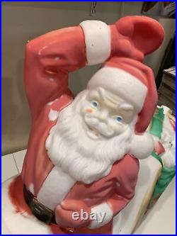 Vintage Santa Claus Sleigh Lighted Christmas Blow Mold 37x36 Free Shipping US