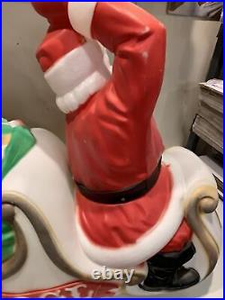 Vintage Santa Claus Sleigh Lighted Christmas Blow Mold 37x36 Free Shipping US