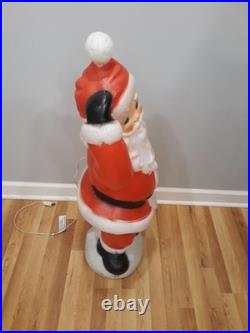 Vintage Santa Claus Waving Blow Mold Lighted 40 Nice Paint Works great