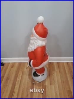 Vintage Santa Claus Waving Blow Mold Lighted 40 Nice Paint Works great