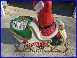 Vintage Santa Claus in Sleigh Lighted Christmas Blow Mold 37x36 Local Iowa