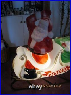 Vintage Santa In Sleigh NOEL Lighted Christmas Blow Mold by Empire Outdoor