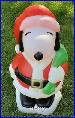 Vintage Santa Snoopy Lighted Christmas Blow Mold Lawn Decor Santa's Best 32