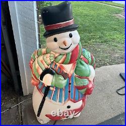 Vintage Santa's Best Frosty The Snowman Lighted Christmas Blow Mold 43 Damage