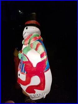 Vintage Santa's Best Frosty the Snowman NO NOSE Lighted Christmas Blow Mold 43