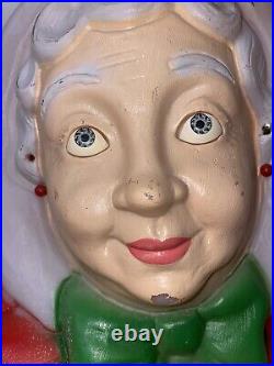 Vintage Santa's Best Mrs. Claus 40 Lighted Blow Mold Christmas Decor READ