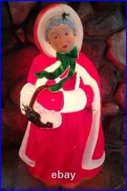 Vintage Santa's Best Mrs. Claus Lighted 40 Christmas Blow Mold No Glasses