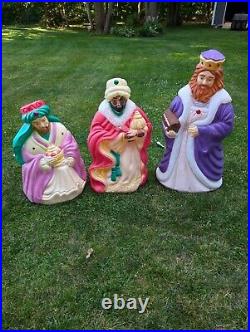 Vintage Santa's Best Nativity Christmas Blow Mold 3 Three Wisemen Set
