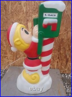 Vintage Santa's Elf Mailbox Post Lighted Christmas Blow Mold 34 by General Foam