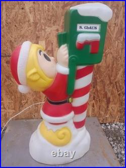 Vintage Santa's Elf Mailbox Post Lighted Christmas Blow Mold 34 by General Foam