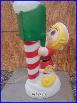 Vintage Santa's Elf Mailbox Post Lighted Christmas Blow Mold 34 by General Foam