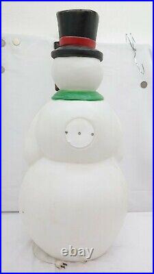 Vintage Snowman Lighted Blow Mold Large Plastic Christmas Yard Decoration EL