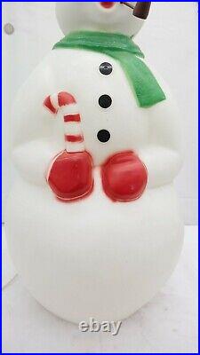 Vintage Snowman Lighted Blow Mold Large Plastic Christmas Yard Decoration EL