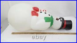 Vintage Snowman Lighted Blow Mold Large Plastic Christmas Yard Decoration EL
