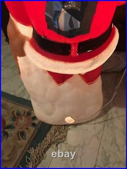Vintage TPI 2000 Lighted Plastic Santa Claus w Reindeer Blow Mold 40 Tall