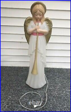 Vintage TPI Angel Choir with Horn Trumpet Nativity Lighted Blow Mold Christmas 34