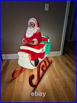 Vintage TPI Sleigh Sled Santa Christmas Blow Mold Lighted Roof Yard Decor Xmas
