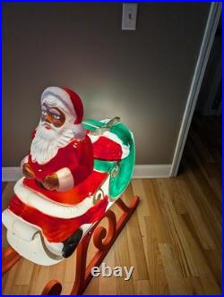 Vintage TPI Sleigh Sled Santa Christmas Blow Mold Lighted Roof Yard Decor Xmas