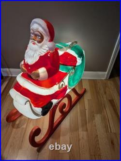 Vintage TPI Sleigh Sled Santa Christmas Blow Mold Lighted Roof Yard Decor Xmas