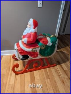 Vintage TPI Sleigh Sled Santa Christmas Blow Mold Lighted Roof Yard Decor Xmas