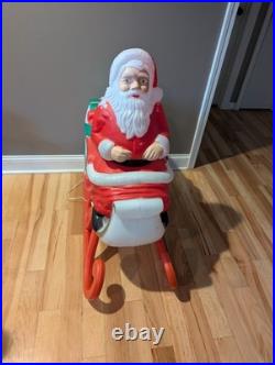 Vintage TPI Sleigh Sled Santa Christmas Blow Mold Lighted Roof Yard Decor Xmas