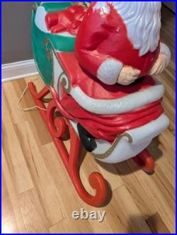 Vintage TPI Sleigh Sled Santa Christmas Blow Mold Lighted Roof Yard Decor Xmas