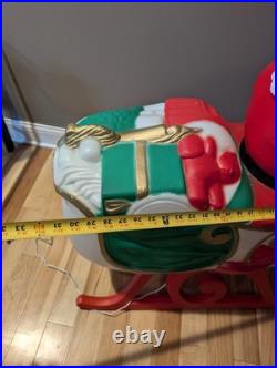 Vintage TPI Sleigh Sled Santa Christmas Blow Mold Lighted Roof Yard Decor Xmas