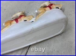 Vintage Union Products Inc Christmas Blow Mold Santa Sleigh Reindeer No Light