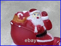 Vintage Union Products Inc Christmas Blow Mold Santa Sleigh Reindeer No Light
