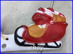 Vintage Union Products Inc Christmas Blow Mold Santa Sleigh Reindeer No Light