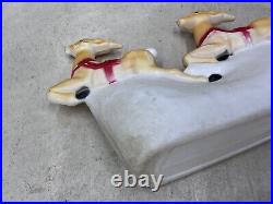 Vintage Union Products Inc Christmas Blow Mold Santa Sleigh Reindeer No Light