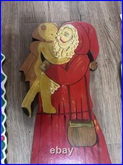 Vintage Yard Signs Christmas Lot 3 Holiday Decor 2 Plastics 90's 1 Wood Santa