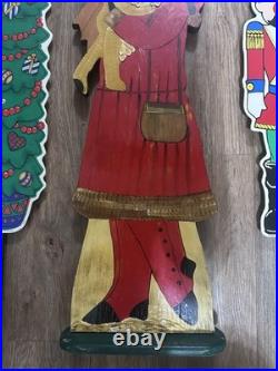 Vintage Yard Signs Christmas Lot 3 Holiday Decor 2 Plastics 90's 1 Wood Santa