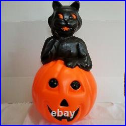 Vntage 1993 Halloween Blow Mold black cat inside pumpkin Carolina Enterprise 35
