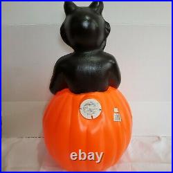 Vntage 1993 Halloween Blow Mold black cat inside pumpkin Carolina Enterprise 35