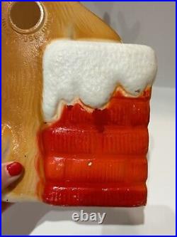 Vntg Blow Mold Rudolph The Red Nose Reindeer & Chimney Christmas Decor Set Of 3