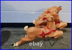 Vtg 1970 Empire Santa Reindeer Sleigh Lighted Table Top Blow Mold Made in USA