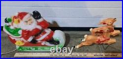 Vtg 1970 Empire Santa Reindeer Sleigh Lighted Table Top Blow Mold Made in USA Vtg 1970 Empire Santa Reindeer Sleigh Lighted Table Top Blow Mold Made in USA