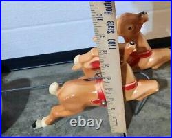 Vtg 1970 Empire Santa Reindeer Sleigh Lighted Table Top Blow Mold Made in USA