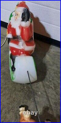 Vtg 1970 Empire Santa Reindeer Sleigh Lighted Table Top Blow Mold Made in USA